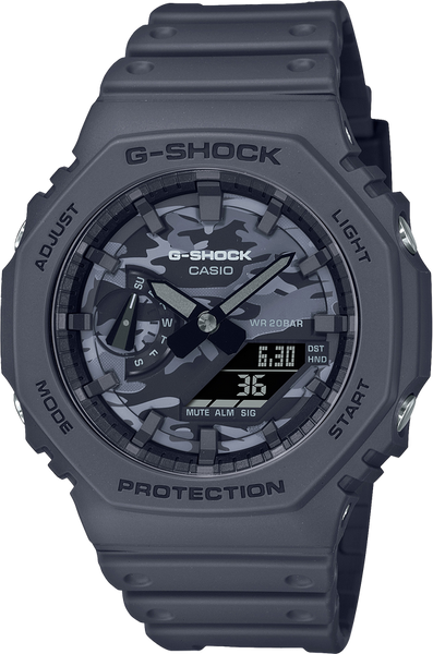 Casio G Shock GA2100CA 8A Casioak Grey Camouflage Motif