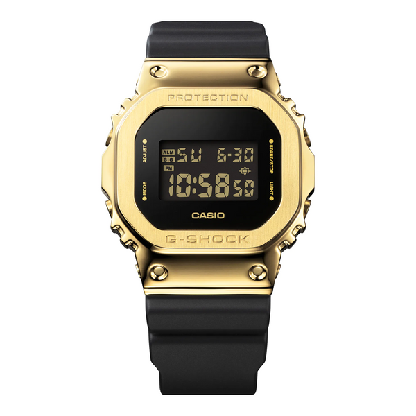 g-shock gm5600g 9 metal clad black and gold digital square