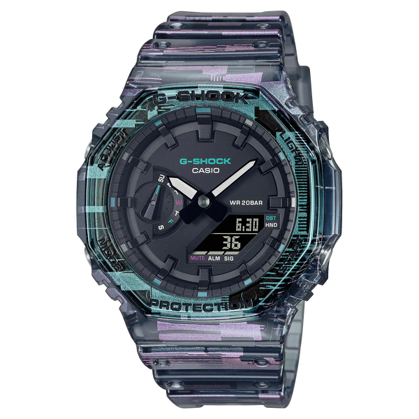 g-shock ga2100nn 1a casioak digital glitch blazing iridescent