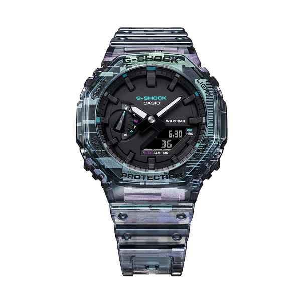 g-shock ga2100nn 1a casioak digital glitch blazing iridescent