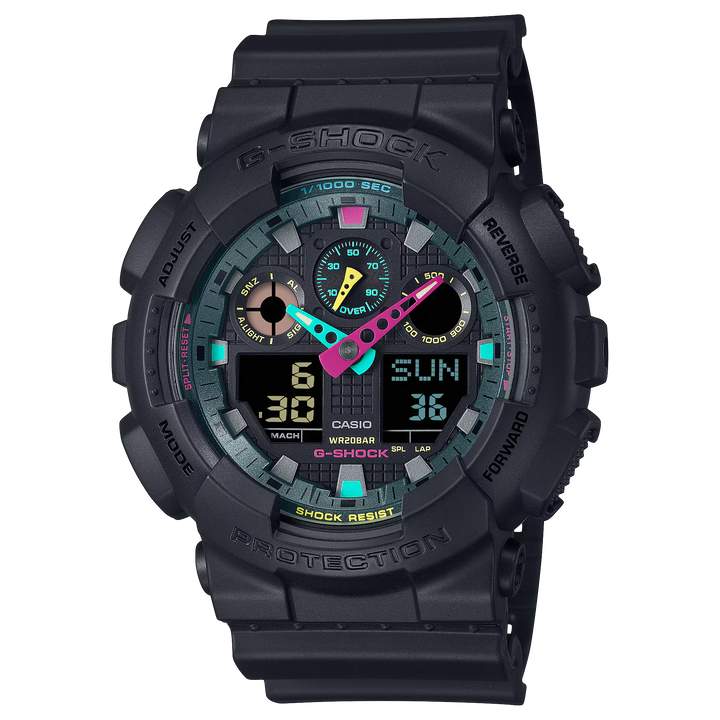 G-Shock GA100MF-1A Bold Black Vibrant Ana-Digi Virtual World