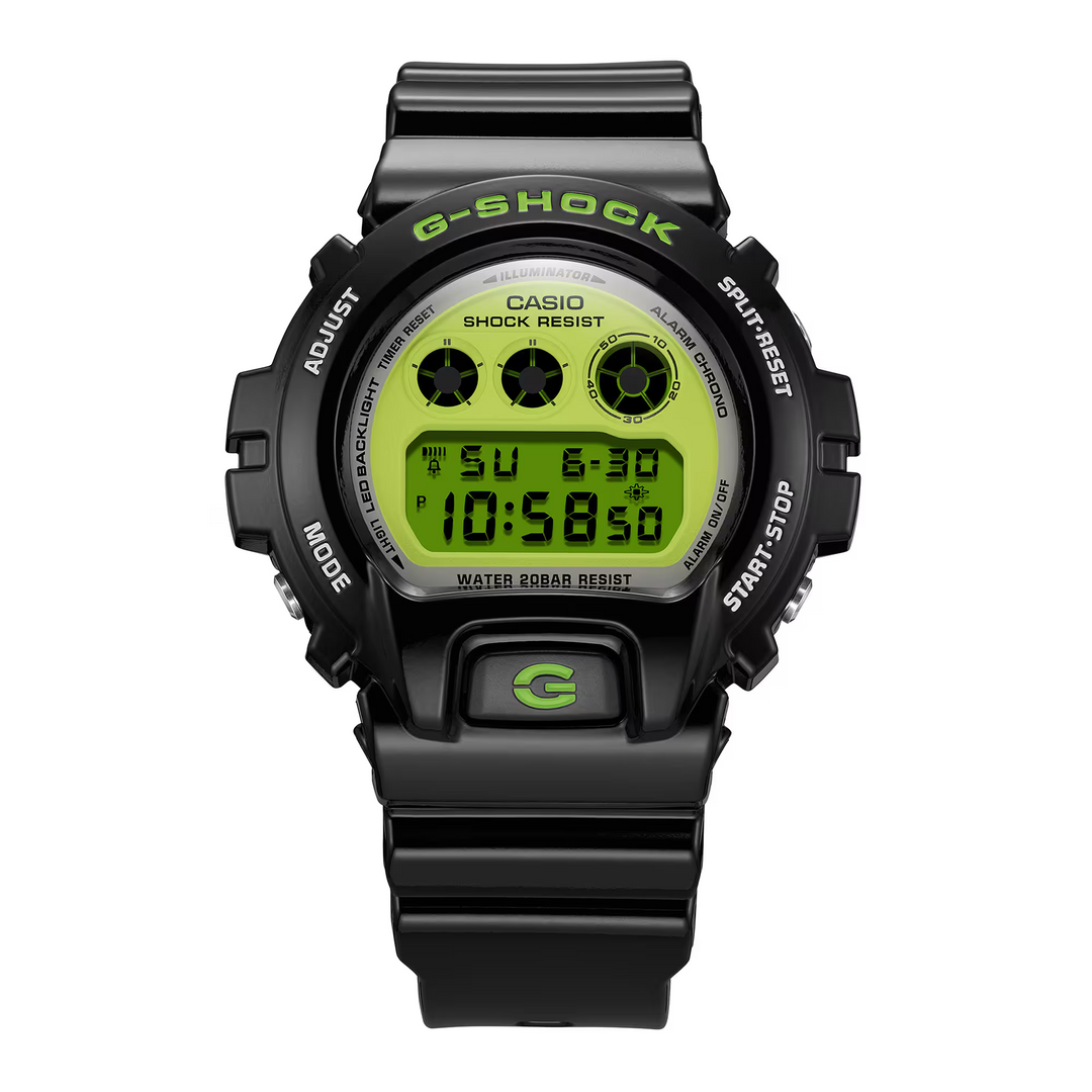 g-shock dw6900rcs 1 vibrant lime green dial triple graph