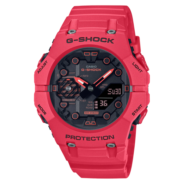 g-shock gab001 4a analog digital carbon core bluetooth red