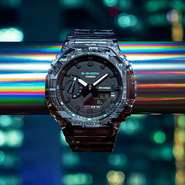 g-shock ga2100nn 1a casioak digital glitch blazing iridescent