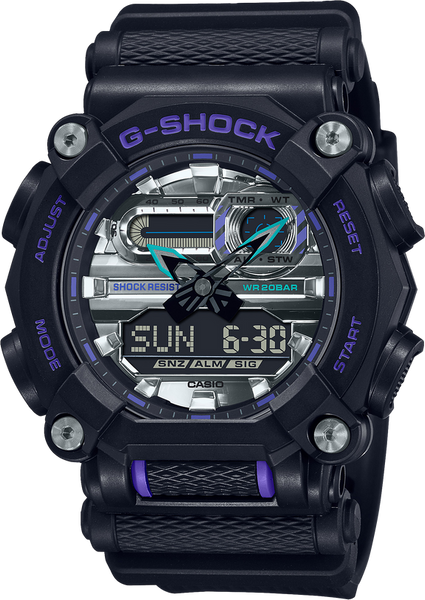 g-shock ga900as 1a garish color heavy duty silver purple